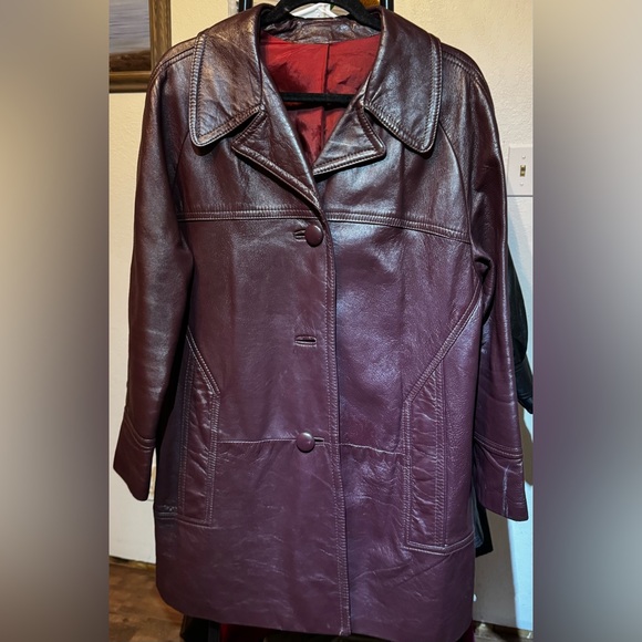 Gorgeous Leather Fashions Jackets & Blazers - Burgundy Leather Jacket